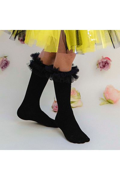fustite cu luminite Black Tulle Ruffled Socks, School, Kindergarten - 5-6 Years