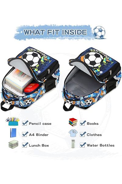 Joystos Ghiozdan Scoala pentru Copii, JOYSTOS, Multifunctional, Design Minge de Fotbal, Varsta 5-12 ani