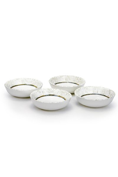 Edessa Elana 10.5cm Round Ceramic Snack Bowl, White (Set of 4)