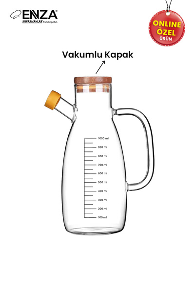 Enza Yağdanlık & Sirkelik Cam Bambu Kapaklı