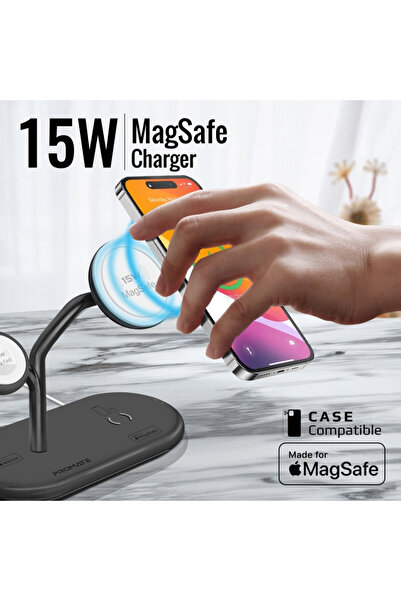 Promate Apple MFi-certified 57W MagSafe High-Speed Charging Station with 15W MagSafe Charger,