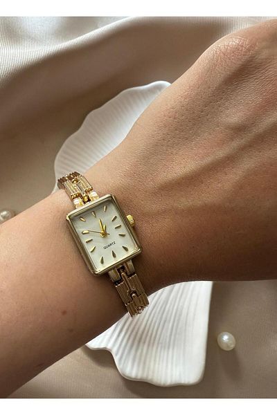 rubsey Retro Minimal Beads Cord Vintage Women Wrist Watch Gold
