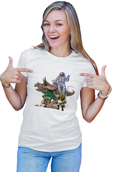 OEM Tricou Femei Jurassic Park Shrek Astronaut NASA Brawl Stars