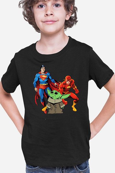 OEM Tricou copii Baby Yoda Superman Flash Hero Powers