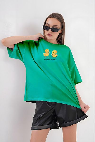 JANSO GROUP -Women Cotton Printed Don'T Speak to Me Short Sleeve Tshirt Oversize Large Size