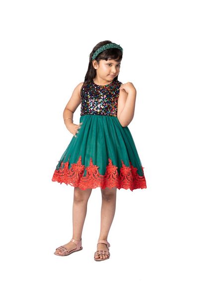 ddaniela D' Daniela - Mini Maya Kids Sequin Applique Dress - Green