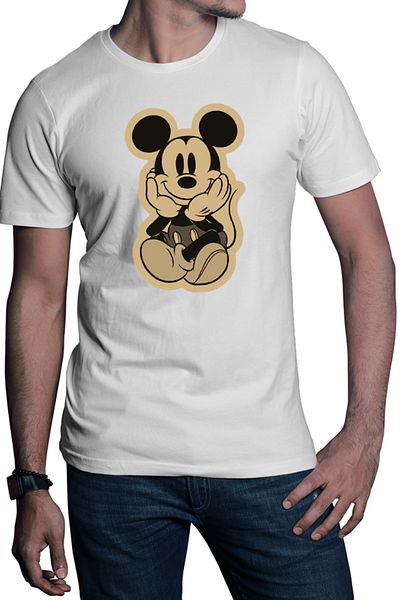 OEM Men's T-shirt Mickey Mouse Disney Retro Sitting Playful Funny