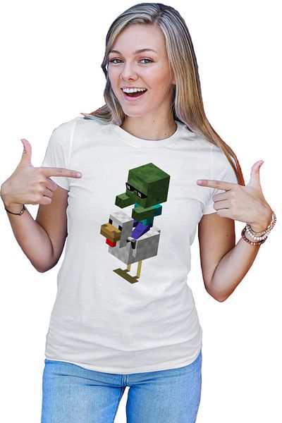 OEM Tricou Femei Minecraft Mini Zombie Ride Chicken