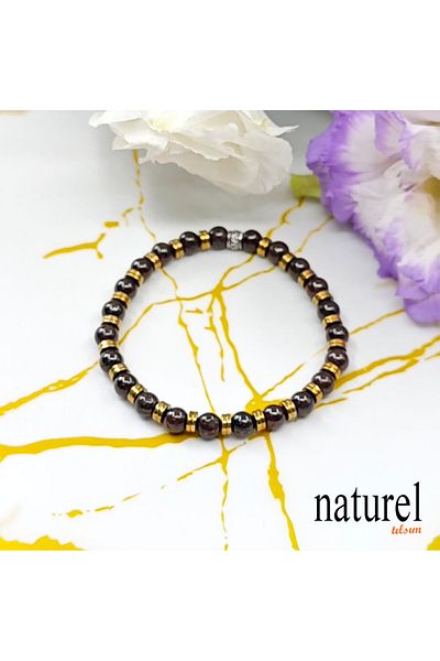 Naturel Tılsım Garnet (Lal) Natural Stone 6mm Unisex Bracelet
