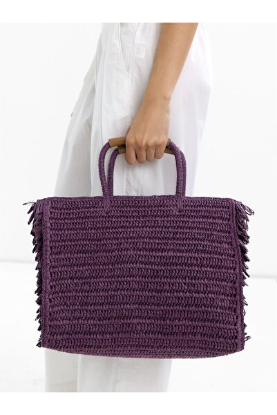 PARFOIS Hasır Efektli Püsküllü Shopper Çanta