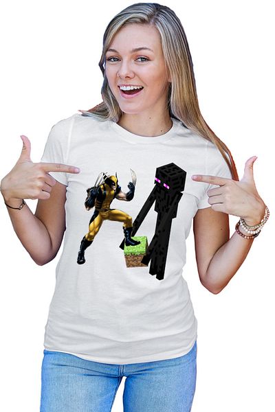 OEM Tricou Femei Minecraft Enderman Wolverine Grass Cube