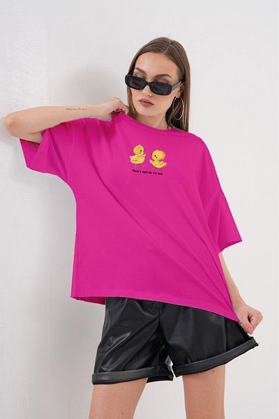 JANSO GROUP -Women Cotton Printed Don'T Speak to Me Short Sleeve Tshirt Oversize Large Size