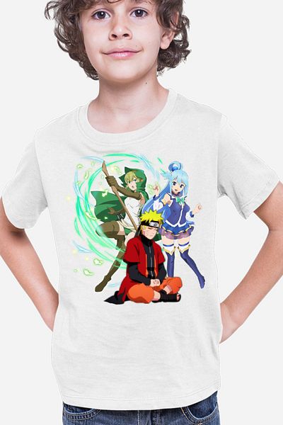 OEM Tricou copii DanMachi Ryuu Lion Konosuba Aqua Naruto Ninja