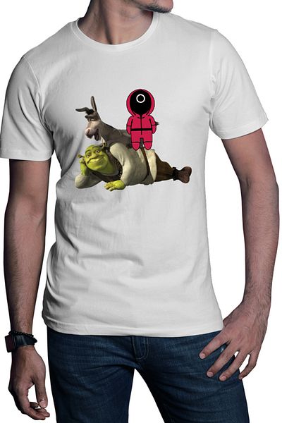 OEM Tricou barbati Shrek Squid Game Donkey Manipulate Scared Funny