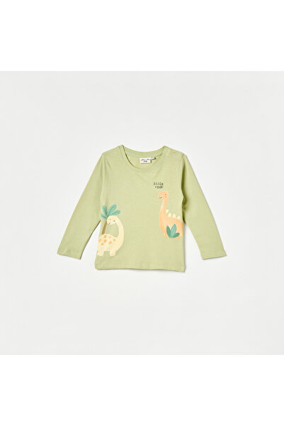 Juniors تي شيرت بطبعة جرافيكية وأكمام طويلة