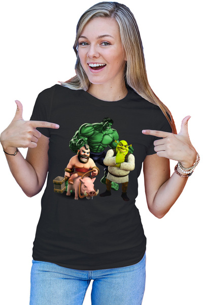 OEM Tricou Femei Hulk Shrek Clash of Clans Pig Ride Survival