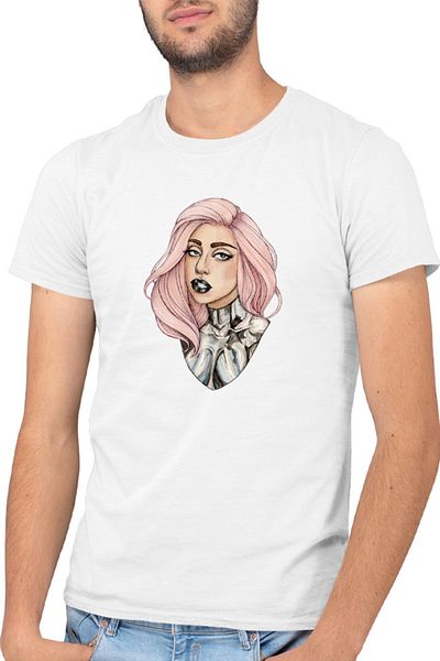 OEM Men's T-shirt Lady Gaga Draw Beautiful Model Fashion Design