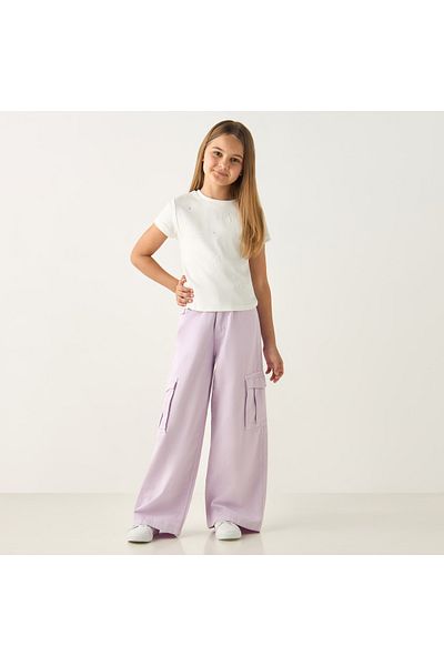 Juniors Embellished Short Sleeves T-shirt with Crew Neck