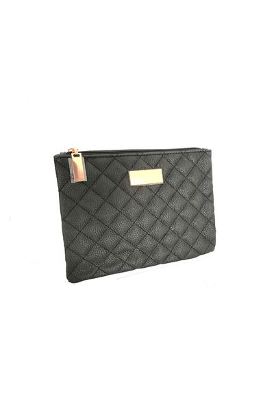 OEM Portfard, din piele , cu fermoar auriu, Negru