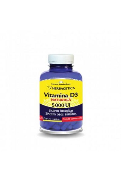 herbagetica Vitamina D3 Naturala 5000 Ui 120 Capsule