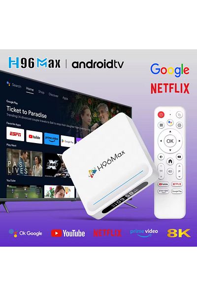 h96max H618 Plus 8K Android 14.0 TV Box 4GB + 32GB مشغل الوسائط Air Mouse WiFi6 BT 5.4 Ethernet Voice Command