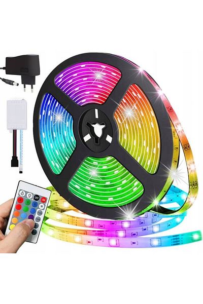 Azaris TAŚMA LED RGB ZEWNĘTRZNA 230V ZA TELEWIZOR 5M 3528 MOCNA PILOT DO POKOJU