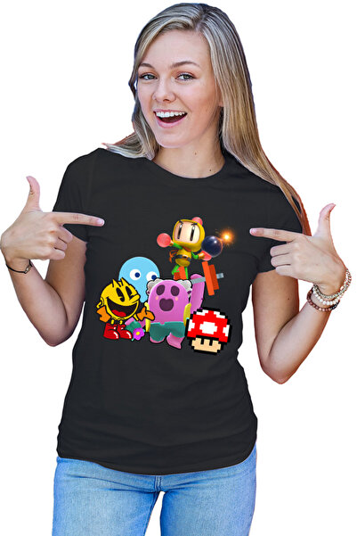 OEM Tricou Femei Brawl Stars Mario Bomberman Pacman Pink Spike Gameplay