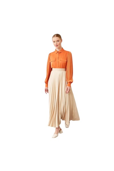 Levidor Pleated Satin Skirt