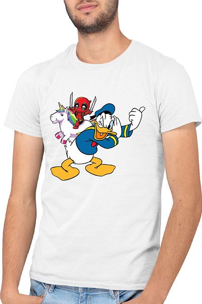 OEM Donald Duck Deadpool Marvel Universal Studios Men's T-shirt