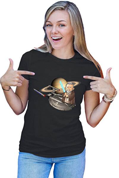 OEM Tricou Femei Star Trek Obi Wan Kenobi Ride Spaceship Saturn Planet Ring