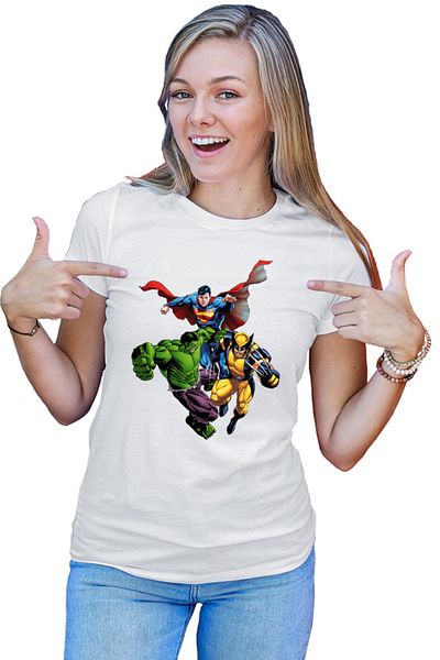 OEM Tricou Femei Hulk Wolverine Superman Marvel Super Powers Heroes