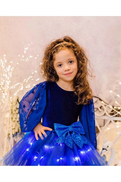 fustite cu luminite Blue Bodysuit with Puff Sleeves - 3-4 years (98-104 cm)