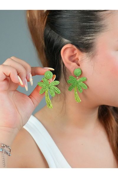 Sumen Butik Summer Dangle Earrings with Palm Tree Model