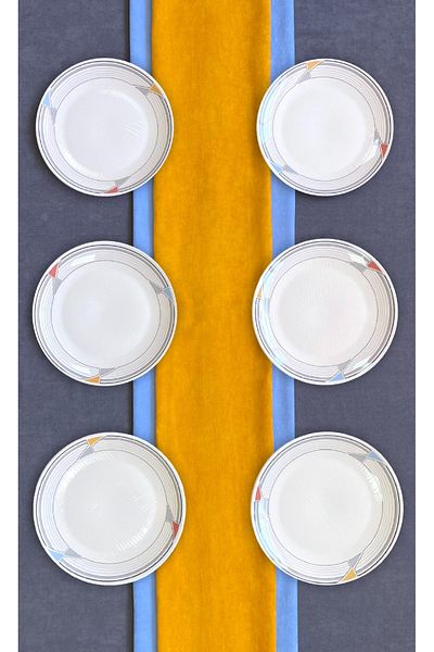 Erbaşlar Luxury Ceramic Never Pattern Cake Set for 6 People Serving Plate (26 cm)