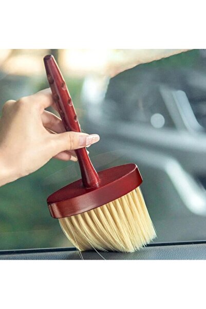 mirenza cosmetic Βούρτσα καθαρισμού λαιμού και σκόνης με ξύλινη λαβή – Μαλακές τρίχες κατάλληλες για χρήση σε κομμωτήρια και εσωτερικό αυτοκίνητο