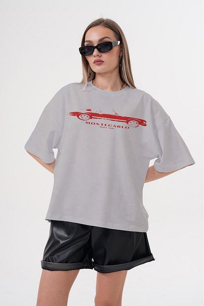 JANSO GROUP -Men's Cotton Printed Monte Carlo Car 1 Short Sleeve Tshirt Oversize Big Size