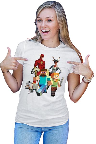 OEM Tricou Femei Minecraft Dog Couple Fortnite Flash