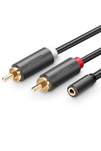 Ugreen Kabel przewód audio 3.5mm mini jack żeński - 2RCA męski 25cm szary