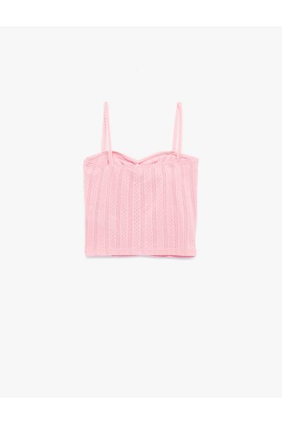 Koton Βαμβακερό λουράκι με κορδόνι με υφή Slim Fit Crop Singlet