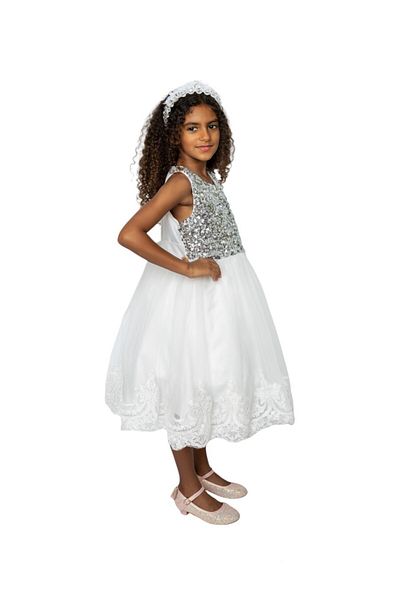 ddaniela D' Daniela - Mini Maya Kids Sequin Applique Dress -White