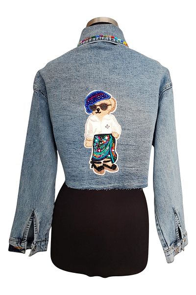 Uretti - Sümeyya 2589 9753 Jachetă de blugi albastră cu design special și broderie de pietre - 38 / 40