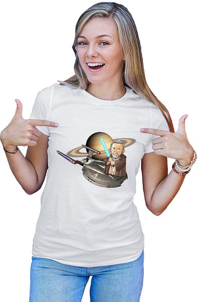 OEM Tricou Femei Star Trek Obi Wan Kenobi Ride Spaceship Saturn Planet Ring