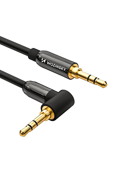 WOZINSKY Cablu AUX cu conector mini jack mascul-mascul, unghiular, 3 m, negru