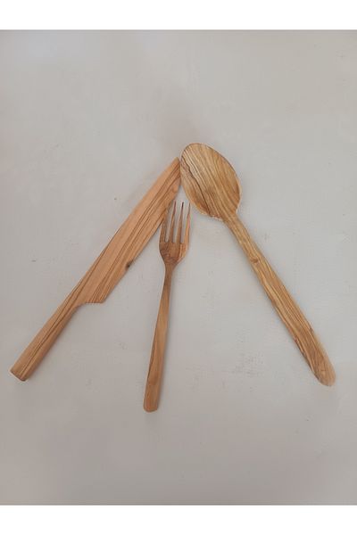 oliveforestwood Spoon, Fork, Knife Set (Natural Olive Tree)