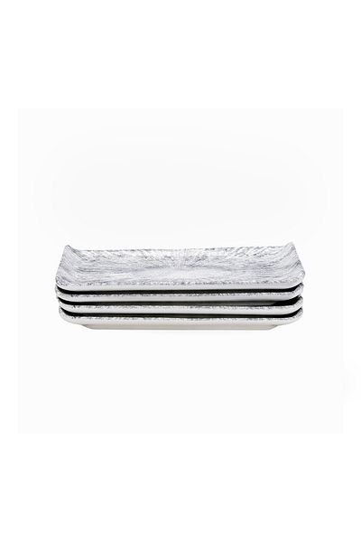 Edessa Astin Ceramic Rectangle Serving Plate (Multicolor, 12.5 x 24cm, Set of 4)