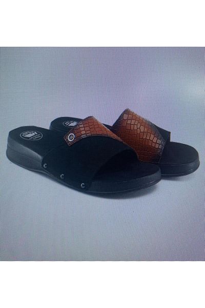 Wingmed Epi̇nli̇ Crocco Orthopedic Khaki Leather Slippers
