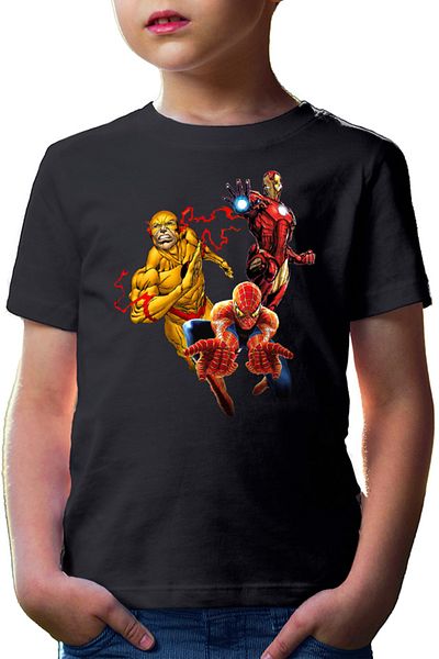 OEM Tricou copii Spiderman Ironman Flash Heroes Save Earth
