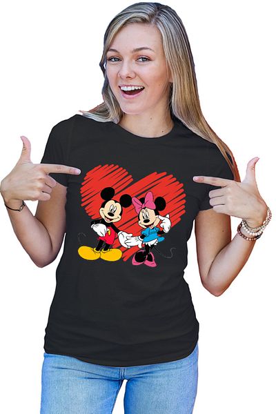 OEM Women's T-shirt Mickey Mouse Minnie Dance Couple Elegance Lovers