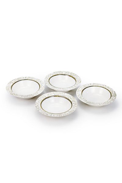 Edessa Ceramic Elana 17Cm Round Serving Bowl, White (Set of 4)
