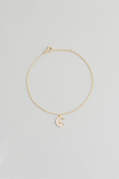 So CHIC... Ay Yıldız Figürlü 18 Ayar Sarı Altın Kaplama Gümüş Bileklik